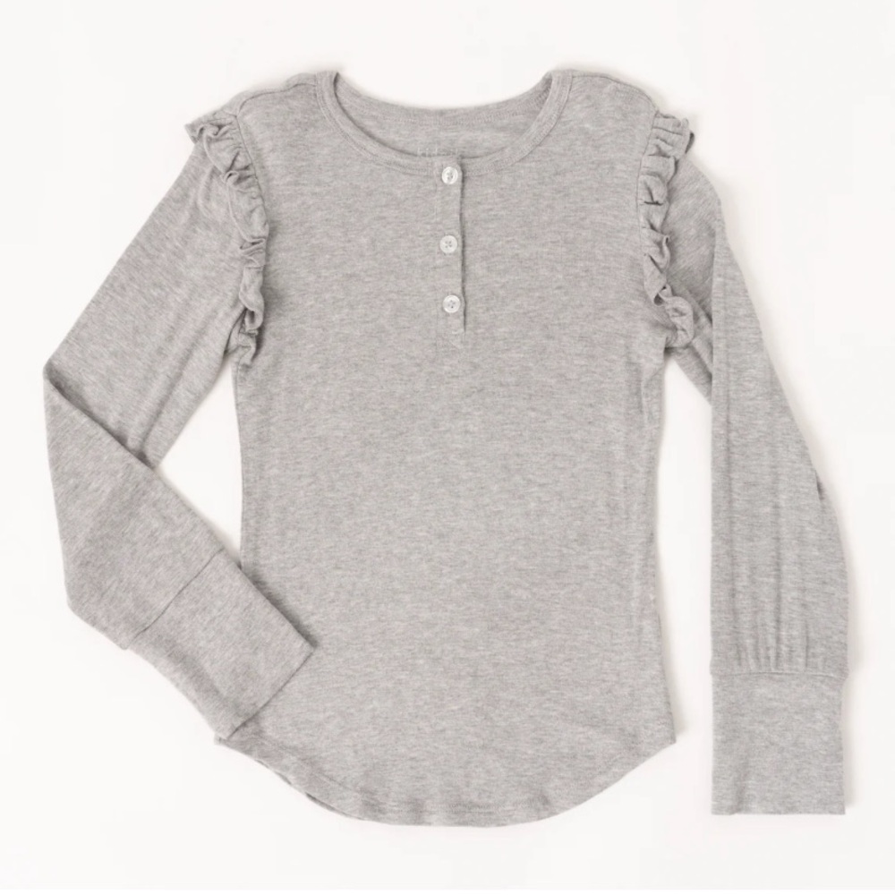 BOGO!! Kidpik Ruffle Trim Long Sleeve Henley